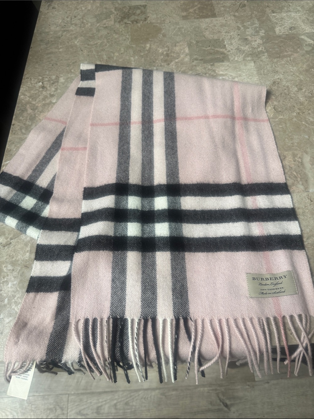 Burberry Pink & Black Classic Check Scarf
